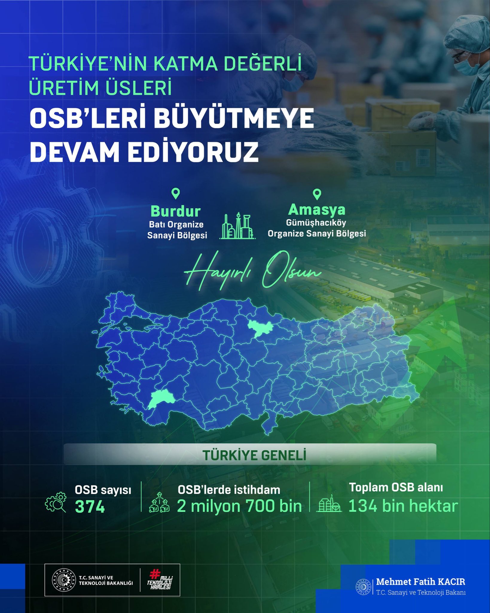 Sanayi Ve Teknoloji Bakanı Kacır’dan Burdur Ve Amasya’ya Yeni Organize Sanayi Bölgeleri Müjdesi